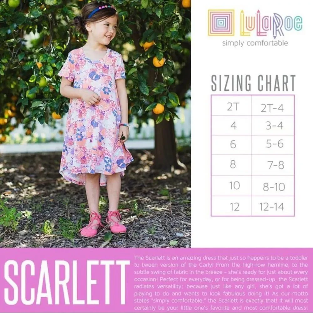 LuLaRoe rose print scarlett dress, size 2 (2-4)